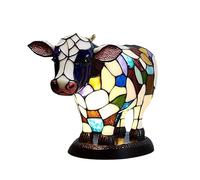 WDEVVA Cute Cow Table Lamps Stained Glass Bedside Lamp with USB Ports Decorative Night Light for Bedroom Living Room Dormitory Office Gift for Girls Mom (A1, One Size) (A3 One Size)