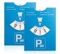 WDFCN 2 Pcs 11x15cm Maxi Parking Disc Display Arrival Time Made from Soft Faux Leather Soft-Touch Blue for Car Motorcycle RV (2)