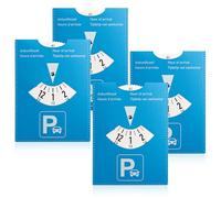 WDFCN Set of 4 Faux Leather Parking Discs 11 x 15 cm Blue Parking Discs Parking Meter 5 Languages Parking Disc for Car Parking Disc Parking Meter Made of Faux Leather
