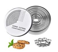 WDFLLF Round Cookie Cutters Set, 12 Stainless Steel Circle Biscuit Cutters Donut Cutter Set for Baking Dough Pastry Biscuit Molds