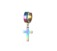 Wdfnexalai Cruc-Shaped Earrings Hip Hop Trend Ear Stud Clip On Piercing,Colorful