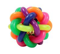 Wdfnexalai Pet Dog Cat Toy Rainbow Rubber Round Ball with Bell Puppy Pet Toy 5.5 cm