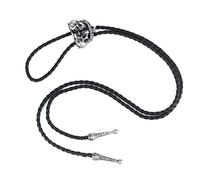 Wdfnexalai Punk Skeleton Skull Bolo Tie Leather Necktie Necklace Western Antique Silver