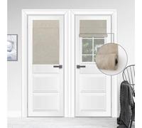 WDFour 100% Blackout French Door Curtains for Windows UV Protection, Noiseless Adjustable Roller Shade, No Drill Required, Fits Office Home Ward (24" Wx38 L Hemp Gray,Pack of 1)