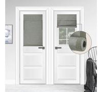 WDFour 100% Blackout French Door Curtains, Triple Layers 100% Light Blocking & UV Protect, Noiseless Adjustable Roller Shade, No Drill Window Blinds for Office, Ward, Home（26Wx42L,Sage Green,1 Piece