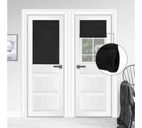 WDFour 100%Blackout French Door Curtains, Triple Layers 100% Light Blocking & UV Protect, Noiseless Adjustable Roller Shade, No Drill Window Blinds for Office, Ward, Home(26"Wx42"L,Black, Pack of 1)