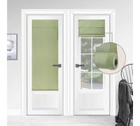 WDFour 100%Blackout French Door Curtains, Triple Layers 100% Light Blocking & UV Protect, Noiseless Adjustable Roller Shade, No Drill Window Blinds for Office, Ward, Home (26"Wx70"L,Matcha,Pack of 1)