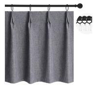 WdFour 100% Blackout Pinch Pleated Kitchen Curtains,cafa Curtains, are Perfect for Short Windows, bathrooms, bedrooms, and Small Windows。(Dark Gray,24" W x 36" L,Pack of 2)
