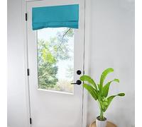WdFour 4 Room Darkening Solid Color Curtains | 4 Side Curtains for Glass Door | Front Door Sidelight Window Covering | Tie-Up Shade (25W x 40L Inches, 1 Panel, Teal Blue)