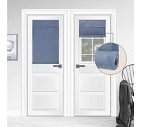 WDFour Blackout French Door Curtains, Triple Layers 100% Light Blocking & UV Protect, Noiseless Adjustable Roller Shade, No Drill Window Blinds for Office, Ward, Home(26" Wx42 L,Stone Blue,Pack of 1)