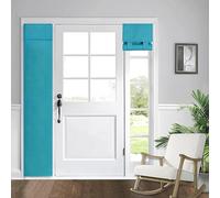 WdFour Door Curtains for Front Door & Window, Solid Color Sidelight Curtain with Tie Up Shade, 12W x 80L Inches, Blackout Covering for Glass Doors,1 Panel, Teal Blue.