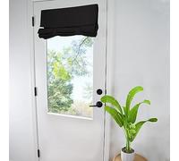 WdFour Privacy Blackout Tie Up Door Curtain. | 25×40” Black single panel curtain, easy install washable fabric for front door, sidelights, entryway and living room.
