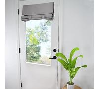 WdFour Privacy Blackout Tie Up Door Curtain. | 25×40” Light Gray, single panel curtain, easy install washable fabric for front door, sidelights, entryway and living room.