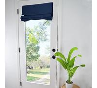WdFour Privacy Blackout Tie Up Door Curtain. | 25×70” Navy Blue single panel curtain, easy install washable fabric for front door, sidelights, entryway and living room.