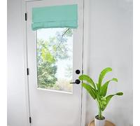 WdFour Room Darkening Door Curtains for Glass Door & Sidelight Windows - Solid Color Tie-Up Window Covering, 4 Side Privacy Curtains (1 Panel, Aqua, 25W x 40L Inches)