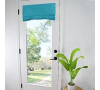 WdFour Room Darkening Solid Color Curtains | 4 Side Curtains for Glass Door | Front Door Sidelight Window Covering | Tie-Up Shade (25W x70L, 1 Panel, Teal Blue)