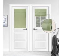 WDFour100% Blackout French Door Curtains, Triple Layers 100% Light Blocking & UV Protect, Noiseless Adjustable Roller Shade, No Drill Window Blinds for Office, Ward, Home(26Wx42L,Matcha,1 Piece)