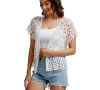 WDFUZHAO Women’s Lace Shrugs Bolero Cardigan Crochet Sheer Vest White