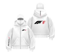 WDGYZZXJ Men Baggy Balaclava Hoodie for F.1 Hooded Outwear Long Sleeve Sweatshirt Windproof Jackets Print Sportswear Double Hood Coats Zippered Tops Hoody-BaiS||x_l