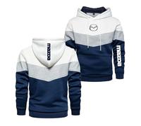 WDGYZZXJ Men Hoodie Jackets for Mazda Color-blocking Sweatshirts Print Outwear Tops Long Sleeve Hoody Jumpers Coat Spring Autumn Tracksuit with Pocket-White||L