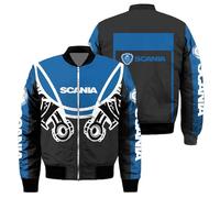WDGYZZXJ Men Varsity 3D Bomber Jacket for S.ca.n.i.a Stand Collar Outwear Thermal-Lined Windbreakers Waterproof Flight Suit Zipper Print Cargo Clothing Comfort Coat-D||s