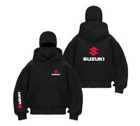 WDGYZZXJ Mens Balaclava Hoodie Tracksuit for SU.ZU.K.I Training Outwear Tops Double Hood Sweatshirts Hooded Coat Long Sleeve Hoody Windproof Jacket-HeiS||M