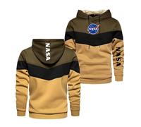 WDGYZZXJ Mens Collision Color Hoodie for NASA Spring Autumn Coat Hooded Jacket Long Sleeve Activewear Jumpers Sweatshirts Printed Hoody Sportstyle Outwear Tops-Khaki||XXL