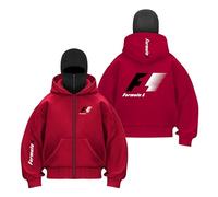 WDGYZZXJ Mens Comfortable Balaclava Hoodies for F.1 Graphic Outwear Tops Long Sleeve Sweatshirts Windproof Jacket Hooded Gym Wear Double Hood Coat Zipper Hoody-HongS||m