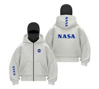 WDGYZZXJ Men's Full Zipper Balaclava Hoodies for N.A.S.A Cozy Tops Hoody Print Jackets Collision Color Activewear Double Hood Outwear Long Sleeve Sweatshirt Coats-QHS||l