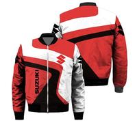 WDGYZZXJ Men's No Hood 3D Bomber Jacket for SU.ZU.K.I Baggy Cargo Clothing Padded Coat Full Zipper Windbreakers Waterproof Aviator Outwear Print Flight Suit-A||s