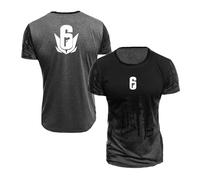 WDGYZZXJ Men's Slim Fit T-shirts for Rainbow Six Siege Comfortable Half Sleeve Training Tee Top Clothes Soft Print Racing Suit Contrasting Colors Polo Shirts-Grey||L