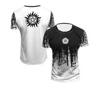WDGYZZXJ Men's T-shirts Activewear for Supernatural Workout Comfy Half Sleeve Slim Fit Tee Top Clothes Soft Stitching Polo Shirts Crewneck Print Short Sleeve Tee-White||XL