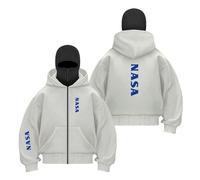 WDGYZZXJ Mens Zip Up Balaclava Hoodie for N.A.S.A Printed Coat Long Sleeve Street Wear Windproof Outwear Tops Double Hood Sweatshirts Contrast Color Hoody-QHS||m