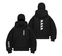 WDGYZZXJ Mens Zip Up Balaclava Hoodie for N.A.S.A Printed Coat Long Sleeve Street Wear Windproof Outwear Tops Double Hood Sweatshirts Contrast Color Hoody-HeiS||x_l
