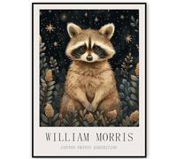 WDHBI HEKA William Morris Wall Art William Morris Animal Canvas Painting Raccoon Prints Modern Style Posters For Home Decoration Picture 35x50cmx1 Unframed