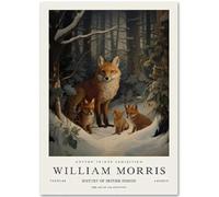 WDHBI HEKA William Morris Wall Art William Morris Canvas Painting 《The Fox's Family》 Prints Modern Style Posters For Home Decor Picture 35x50cmx1 Unframed