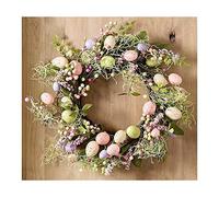 WDhomLT Easter Wreath Artificial Wreath with Eggs, Flowers, Mixed Berries, Mixed Fake Flowers - Door & Wall Mount - Easter Occasion
