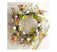 WDhomLT Easter Wreath Colored Egg and Mixed Twigs Spring Wreath Easter Wreath with Flowers and Berry Pips Spring Garland Indoor Easter Decor Easter Front Door Decoration for Home Wall Hanging
