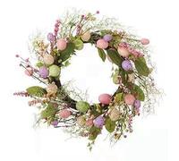 WDhomLT Easter Wreath Colored Egg Mixed Twigs Spring Wreath with Flowers Berry Pips Indoor/Outdoor Easter Decor Front Door Wall Hanging