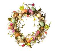 WDhomLT Easter Wreath with Eggs, Flowers, Mixed Berries - Artificial, Plastic, Synthetic - Color 4 - Round - Door Mount, Wall Mount - Easter Occasion