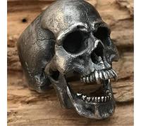 Wdhybwcx Gothic Punk Satanic Devil Skull Ring Vintage Steampunk Men's Stainless Steel Ring Hiphop Motorcycle Rock Biker Jewelry-13,Style A