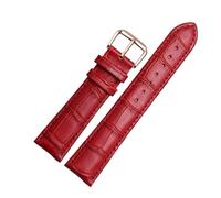 Wdjadp 10/12/14/15/16/18mm Genuine Leather Straps, Replacement Straps, Suitable for formal and Casual Occasions.,Red Rose Gold Pin,22mm