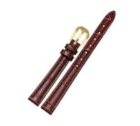 Wdjadp 10/12/14/16/18mm Slim Genuine Leather Strap, Suitable for Small-Sized Watch Faces. Suitable for Both Business and Casual Occasions.,Brown Gold Buckle,15mm