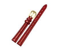 Wdjadp 10/12/14/16/18mm Slim Genuine Leather Strap, Suitable for Small-Sized Watch Faces. Suitable for Both Business and Casual Occasions.,Red Gold Buckle,14mm