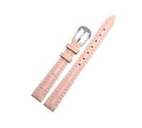 Wdjadp 10/12/14/16/18mm Slim Genuine Leather Strap, Suitable for Small-Sized Watch Faces. Suitable for Both Business and Casual Occasions.,Pink Steel Buckle,12mm