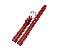 Wdjadp 10/12/14/16/18mm Slim Leather Strap With A Narrow Design, Suitable for Both Business and Casual Occasions.,Red Steel Buckle,17mm