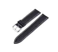 Wdjadp 10-24mm Genuine Leather Strap, Leather Watch Strap, Replacement Parts,Black White Line,17mm