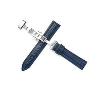Wdjadp 12/14/16/18/20/22mm Genuine Leather Strap With Lizard Pattern and Butterfly Clasp, Suitable for Casual Occasions.,Blue,22mm
