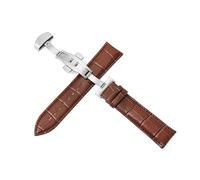 Wdjadp 12-24mm Genuine Leather Strap, Double-Press Automatic Butterfly Clasp, Replacement Strap,Brown Brown Line,14mm