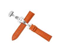 Wdjadp 12-24mm Genuine Leather Strap, Double-Press Automatic Butterfly Clasp, Replacement Strap,Light Brown,20mm